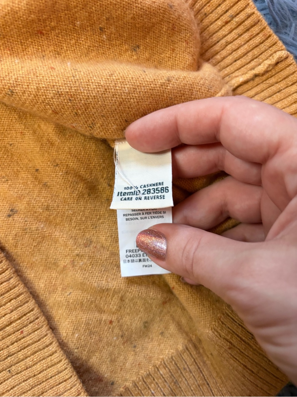 L.L. Bean Mustard Speckeled Crewneck 100% Cashmere Sweater Size M - Picture 5 of 5